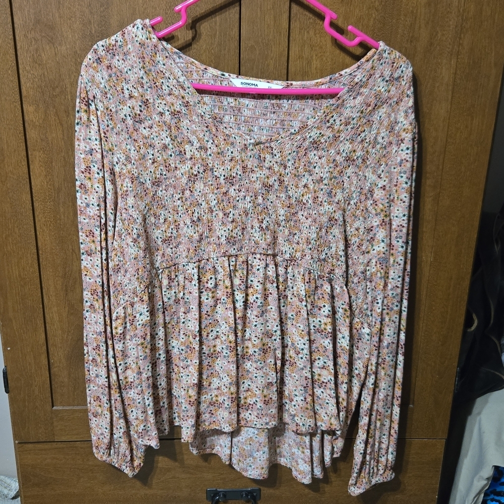 Sonoma Cream Pleated Blouse